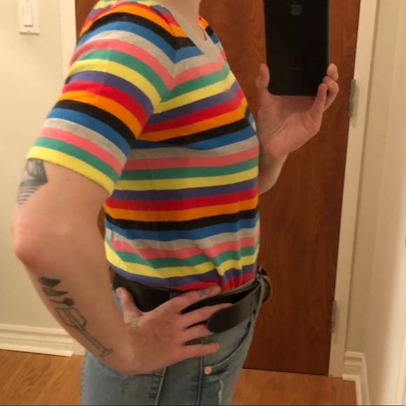 Multicolour knit scoop sweater tee - Picture 7 of 9